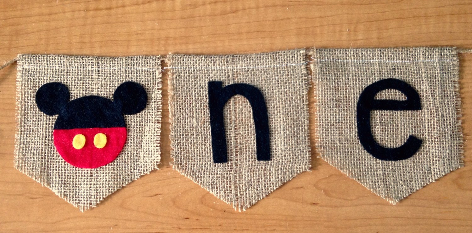 ONE Banner, burlap birthday banner, mouse high chair banner, cake sma…