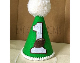 Football 1st Birthday hat,  First Year Down party,  Birthday hat, Football hat, boy birthday hat, football party