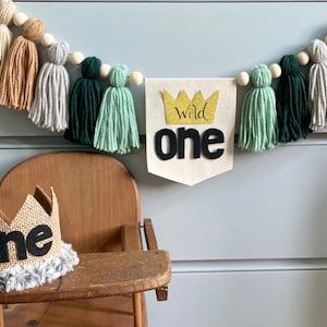 Wild ONE high chair Yarn Tassel banner, WILD one garland, smash cake banner, Wild One 1st Birthday garland, yarn garland