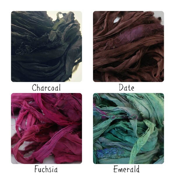 Sari Ribbon - Pick Your Color! - Recycled Silk and Fabric Remnant Yarn -  Knit, Scrap, Weave, Hook!