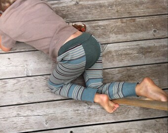 Les enfants laine Longjohns - réalisée sur commande montagne mésanges - taille 12m à 4 ans