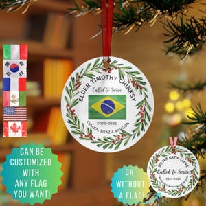 Custom Ornament Personalized Ornaments LDS Mission Travel Service Mission Church Jesus Christ Latter Day Saints Home Decor Flag Gift to Her