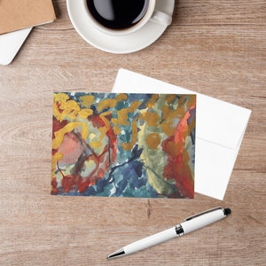 Grußkarten (10er-Pack) Original-Aquarell Abstrakte Goldblau-Türkis-Korallenrot-Farbspritzer-Danke-Karte, die an Sie denkt, innen leer