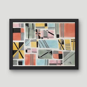 Abstract Watercolor Painting: Modern Block Art, 12x18
