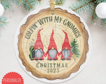 Personalized Gnome Christmas Ornament: Watercolor Family Decor