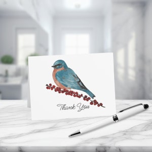Benutzerdefinierte Grußkarten Personalisierte Karte Original Kunst Blauer Vogel Danke-Karte Geschenk an sie Geschenk an Lehrer Geschenk an Mama Geschenk an Vogelbeobachter 10 Pack