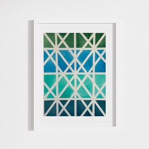 Original Abstract Watercolor Painting: Green, Blue, Aqua - 9x12&quot; Wall Art