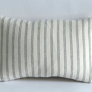 Navy and White Ticking Stripe Modern Farmhouse Lumbar Throw Pillow Covers 12x18 12x21 14x36