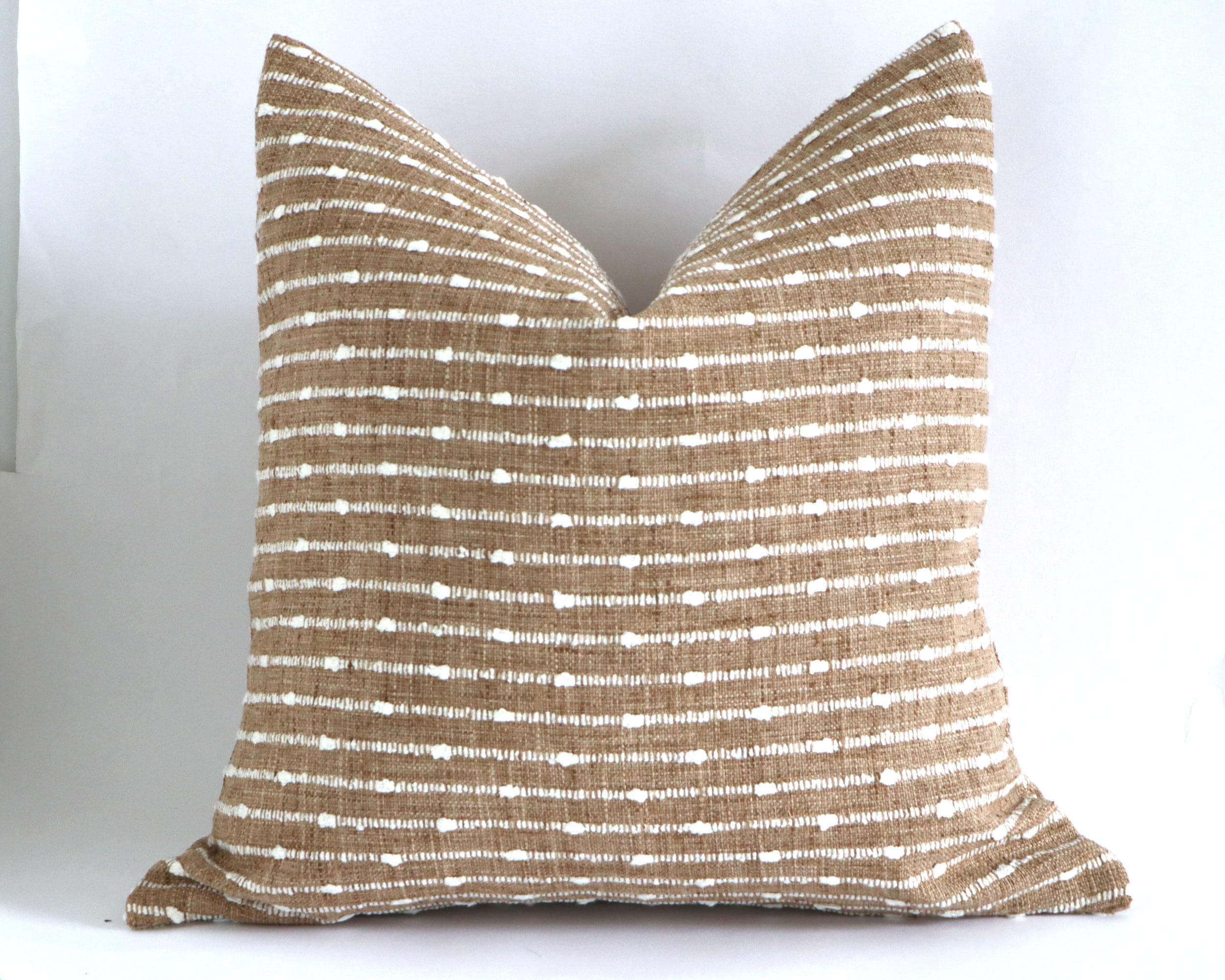Raffia Style Camel & Cream Striped Throw Pillow Cover, Neutral Textured Pillow, Boho Modern Rustic Pillow, Mudcloth Style