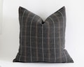 Plaid Throw Pillow, Charcoal Gray Pillow, Dark Grey Pillow, Minimalist Pillow Cover, Black and Brown Windowpane Pillow Cover 10 Sizes