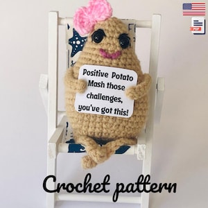 Padrão de Crochê de Batata Positivo, Fácil para Iniciantes com Passos Simples - Padrão PDF em Inglês com Instruções Fotográficas