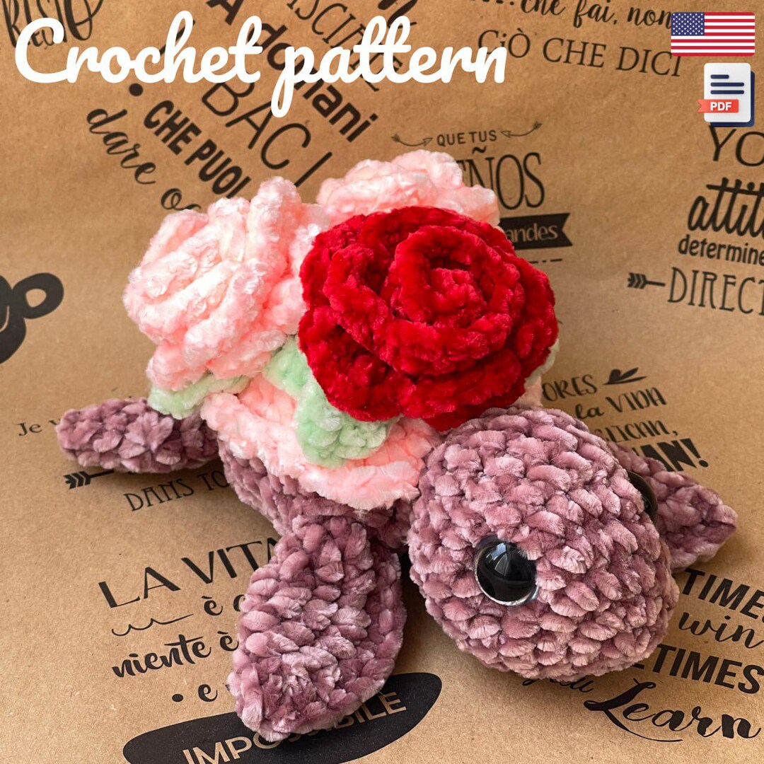 Handmade Crochet Turtle With Roses Pattern - Home Decor Crafting ...