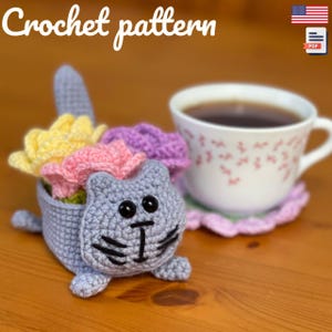 Crochet cat-bouqet Coasters Pattern - Easy to Follow with Step-by-Step Photos - PDF Instructions