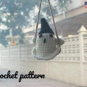 Whimsical Hanging Ghost Crochet Pattern - Halloween Home Decor -  English PDF crochet pattern