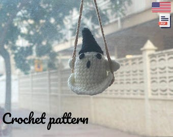 Whimsical Hanging Ghost Crochet Pattern - Halloween Home Decor -  English PDF crochet pattern