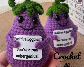 Positive Eggplant Crochet PDF Pattern - Simple & Quick for Beginners with Step-by-Step Instructions