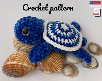 Gehaakt zeeschildpadpatroon: schattige schildpadamigurumi met gegolfd schelpontwerp