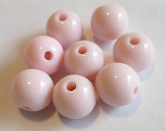 12mm Pastel Pale Light Powder Pink round acrylic beads 20 pcs