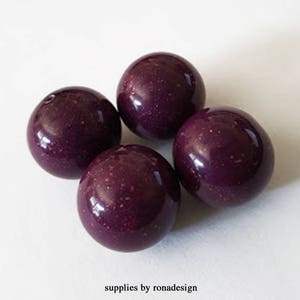 14mm Dark Magenta Gold glitter round acrylic beads - 6pcs