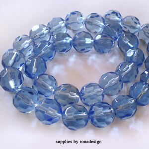 20pcs - 8mm Faceted Medium Blue round Glass beads