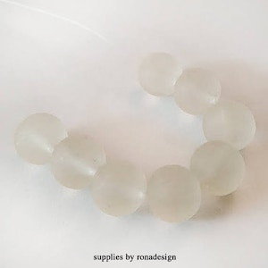 10mm Frosted Off White round matte Glass beads - 20pcs
