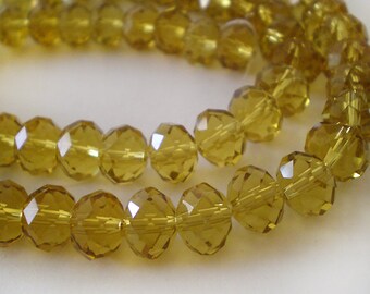 30pcs - 8x6mm Faceted GoldenYellow rondelle Glass beads