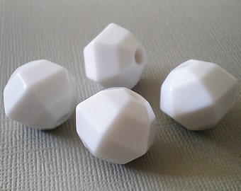 20x17mm Large faceted White Rondelle Acrylic beads  6pcs