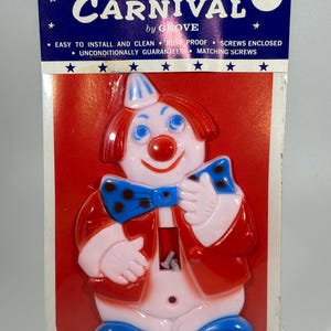 NOS Vintage Karneval von Grove Rosa Rot Blau Zirkus Clown Lichtschalter Abdeckung USA Kinderzimmer