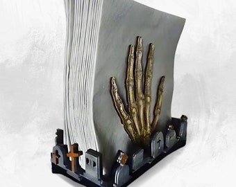 File svg, Paper napkin holder, skeleton zombie paper towel centerpiece decoration for halloween, kitchen gothic unique party scary gift 4mm