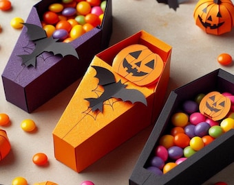 Halloween paper coffin, scary artwork project, printable a4 decor, unique paper gothic cut, home ornament, trick or treat box, decoration