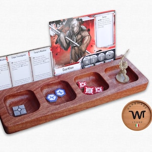 Bandeja personalizable para fichas y cartas de juegos de mesa, totalmente hecha a mano en madera de caoba, excelente para organizar tus GDT