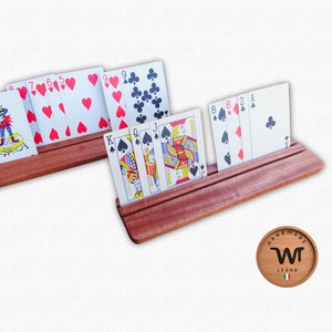 Potacarte personalizzato in legno di mogano, fatto a mano per giochi di carte, giochi da tavolo, giochi di società, confezione da 2 pezzi.
