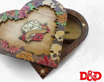 Svg file Dnd girl big heart box, spell card, magic items an miniature, gift for her, unique surprise for girlfriend, floreal skulls and rose