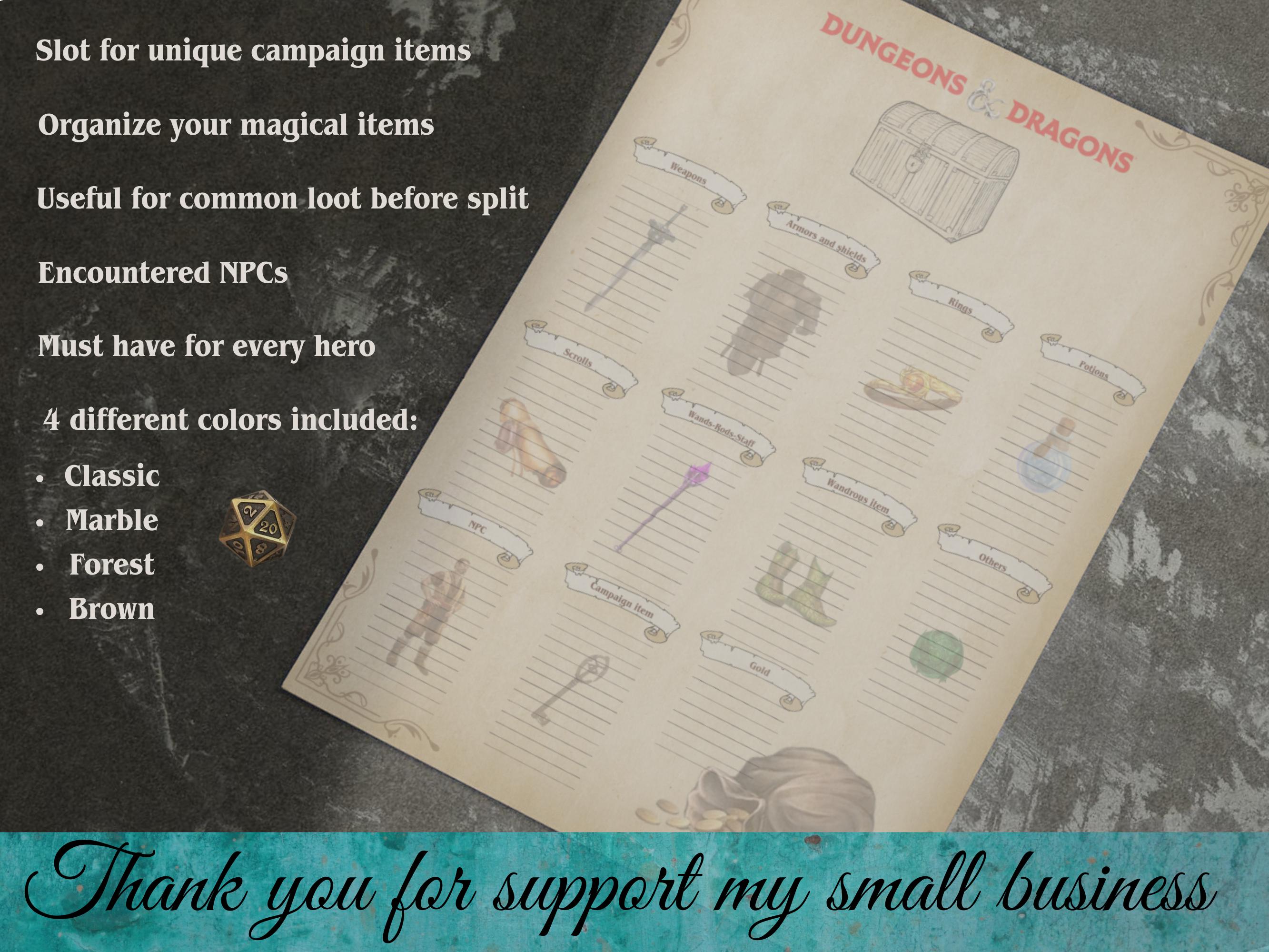 Bad of Holding D&amp;D, Printable Gaming Aid for Dungeons Dragons 5e, RPG ...