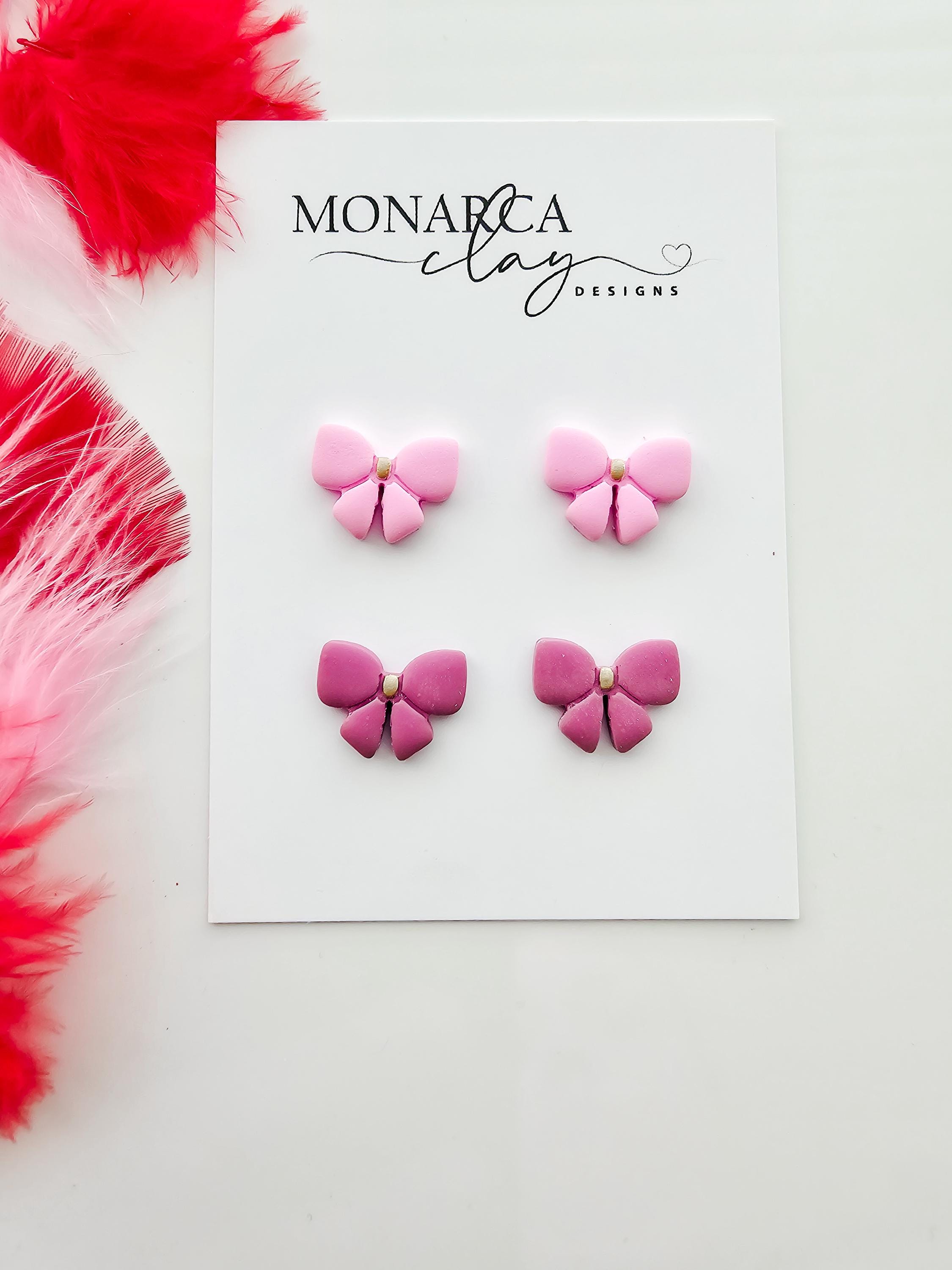Stud Pack Pink Mauve Bows Studs Earrings