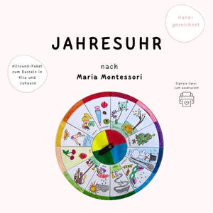 Plantilla de reloj de año de Maria Montessori