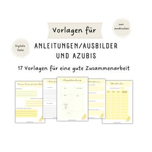 May include: A set of 17 printable templates for instructors and apprentices. The templates are designed to help with collaboration and include titles like "Our Goals for the Year", "Aptitude Test", "Training Plan", and "Strengths". The templates feature a yellow lemon design.