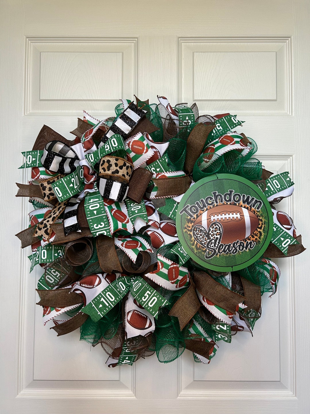 Football Season Wreath With Touchdown Sign, Sports-themed Door Decor ...