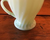 Beautiful Anchor Hocking jadeite swirl. No flaws. 3 1 2 quot tall