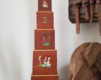 Vintage Wood Toys Nesting Blocks/Stacking