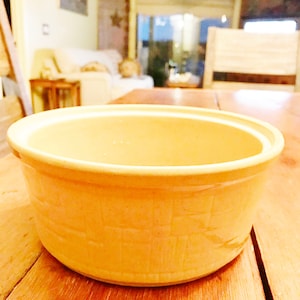 Vintage Yellow Ware Crock Butter Bowl Dish Collectible Marked  &quot;Made in USA&quot;