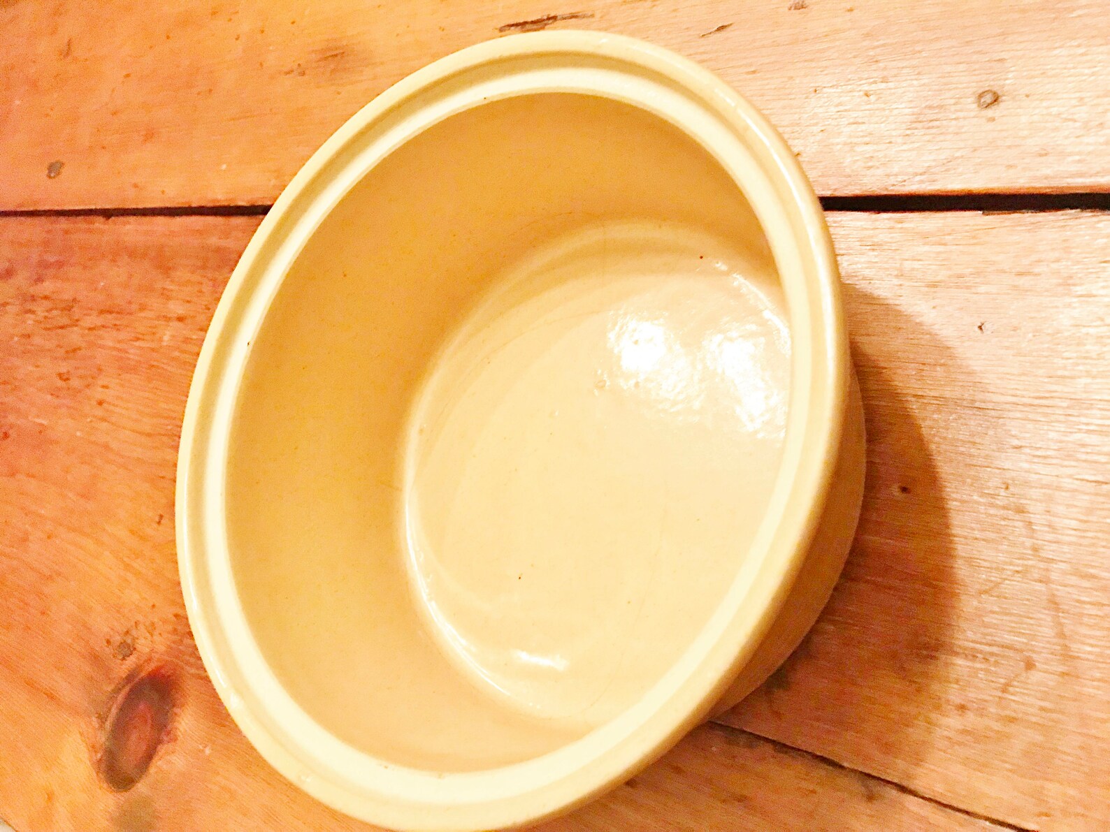 Vintage Yellow Ware Crock Butter Bowl Dish Collectible Marked made in