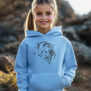 Youth Horse Hoodie, Equestrian Girls Gift, Horse Lover Jumper, Kids Equestrian Apparel, Horse Riding Sweatshirt, Youth Horse Sweatshirt