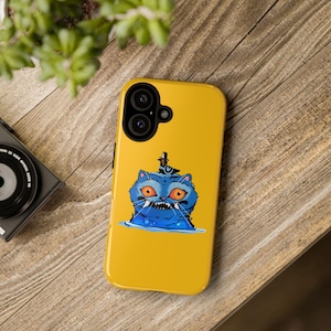 Etui na telefon z żółtym tygrysem demonem - fanowska grafika K-popowych łowców demonów - odważna estetyczna obudowa na iPhone'a w stylu K-pop - prezent w stylu koreańskiego anime