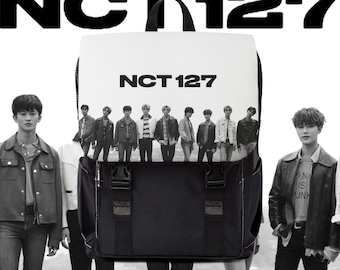 NCT 127 Backpack - K-pop Group School Bag - Black and White Idol Merch - K-pop Gift for Fans - Stylish NCT127 Travel or Concert Bag