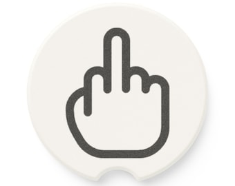 Middle Finger Car Coaster | Soapstone Round Car Drink Mat