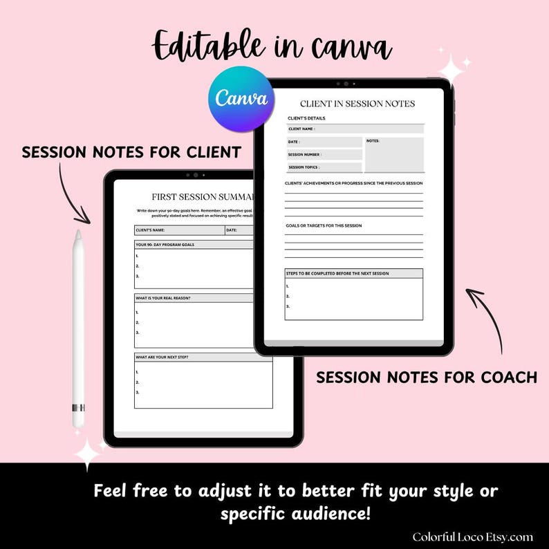 Session Completed Coaching Session Worksheets, Editable Canva Templates (20) - Etsy