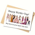 Cartoon-Themed Taylor Birthday Card / Personalized Taylor Era Birthday and Greeting Cards for Swiftie /Best Glittery Card for Swiftie