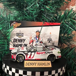 NASCAR #11 Denny Hamlin Clash Winning Car Christmas Ornament! Purchase Supports Physical Education And Sports Programs!
