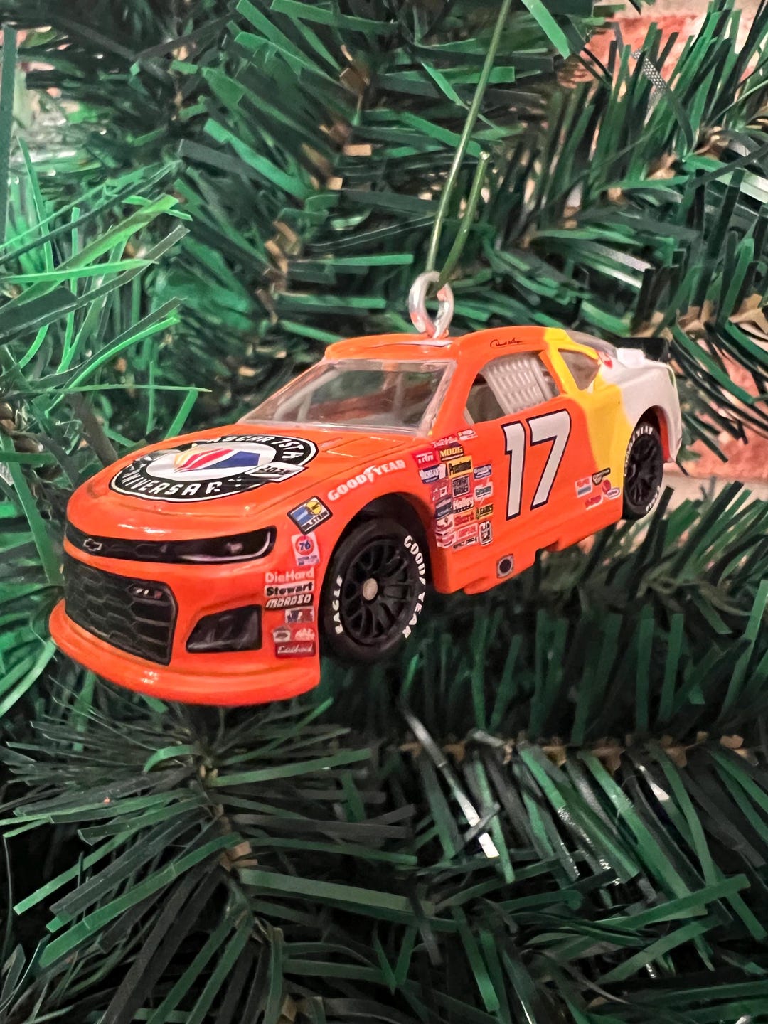 NASCAR #17 Darrell Waltrip 75th Anniversary Race Car Christmas Ornament